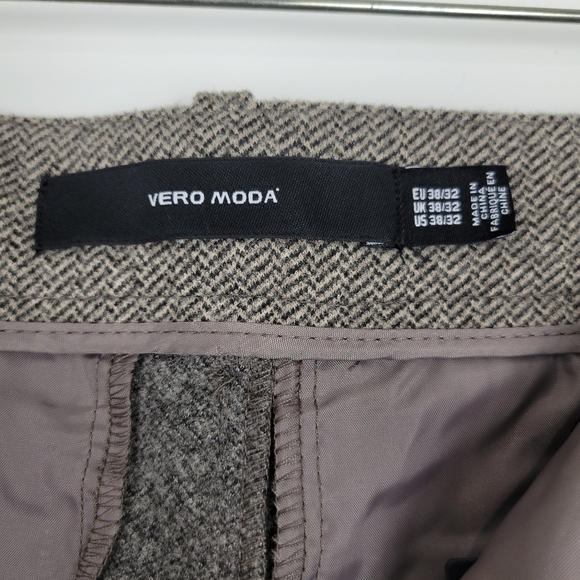 NWT Vero Moda VMPIA Straight Herringbone Pant in Light Grey Size 6 - Picture 10 of 12
